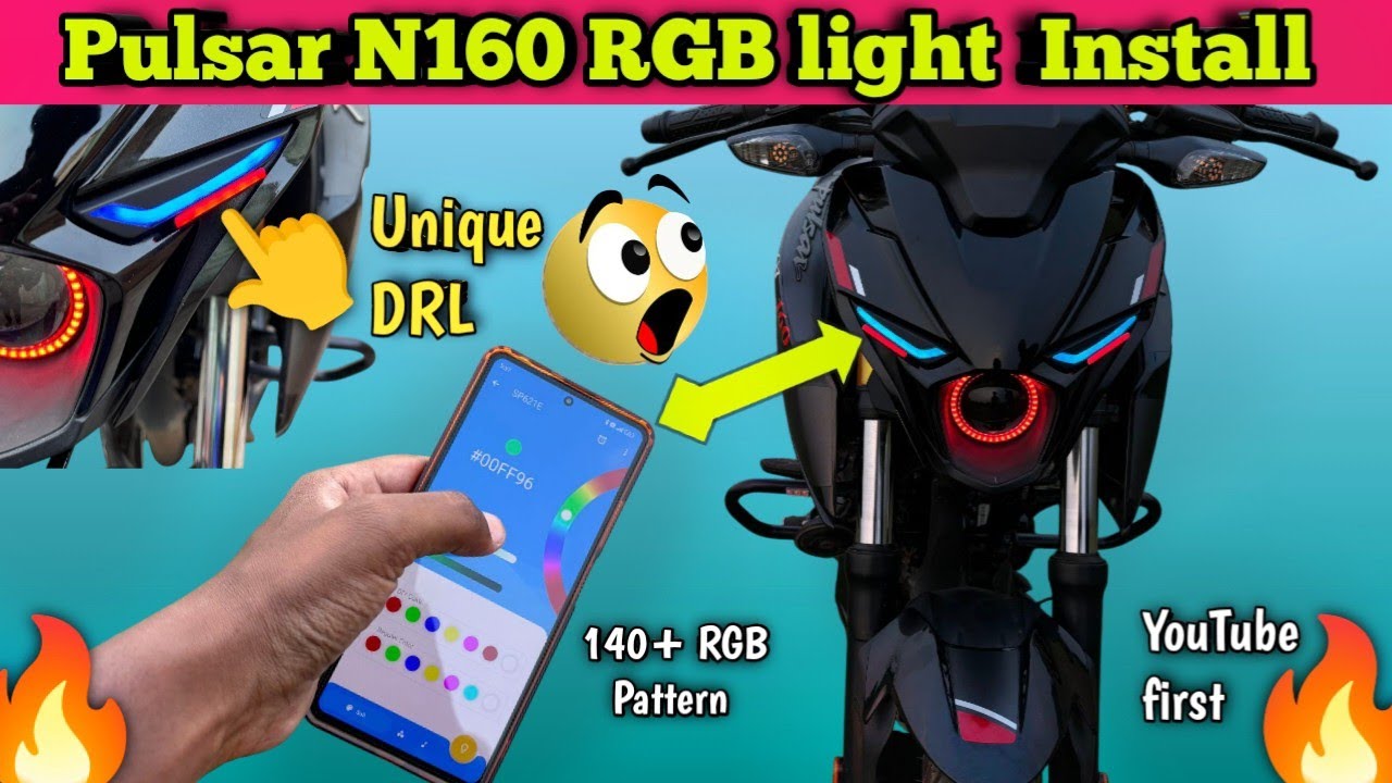 Pulsar N160 RGB light Install🔥| Bluetooth control DRL ❤|| pulsar N160 DRL modified🥰