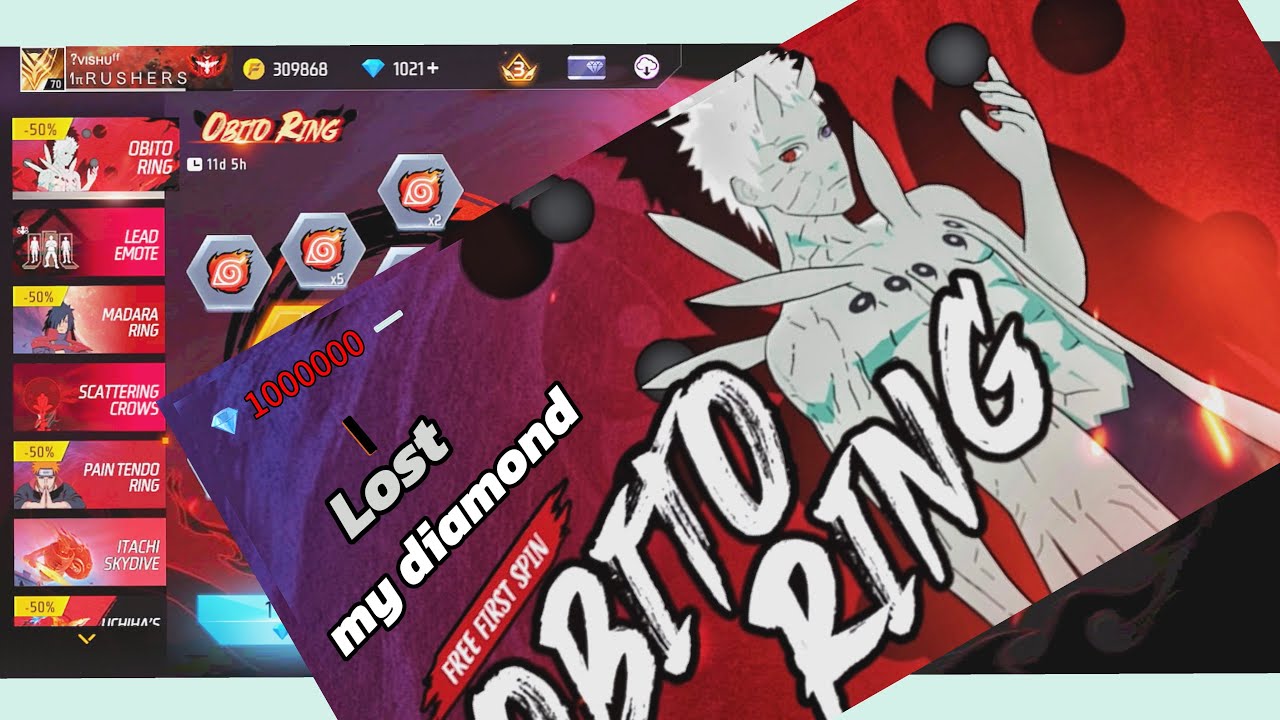 ￼ I lost 10,000 diamond, ￼💎 just for Obito bundle all of favour, Obito Uchia ￼ grand master, top one