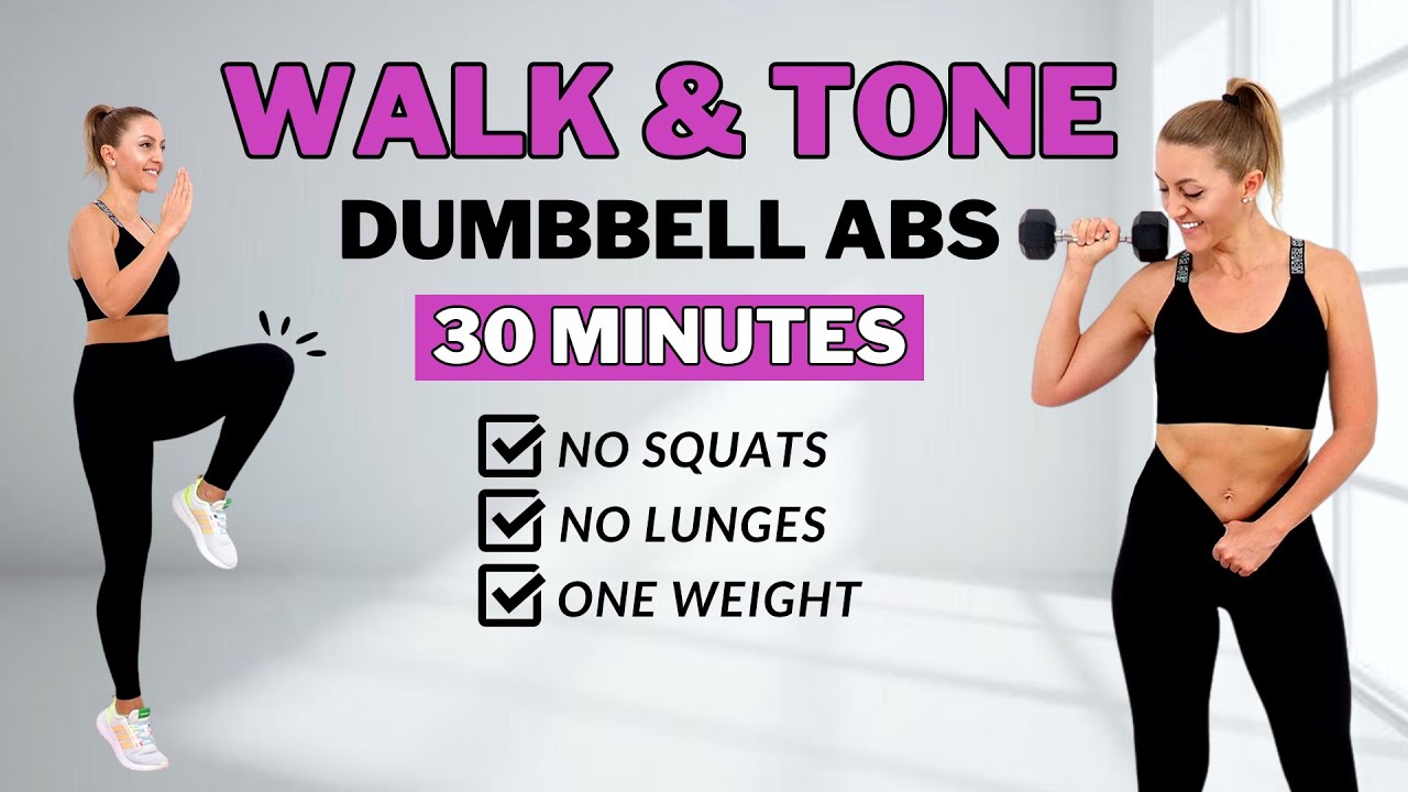 🔥30 Min WALK & TONE Dumbbell ABS🔥Burn Fat & Trim Your Waistline🔥NO SQUATS/NO LUNGES🔥