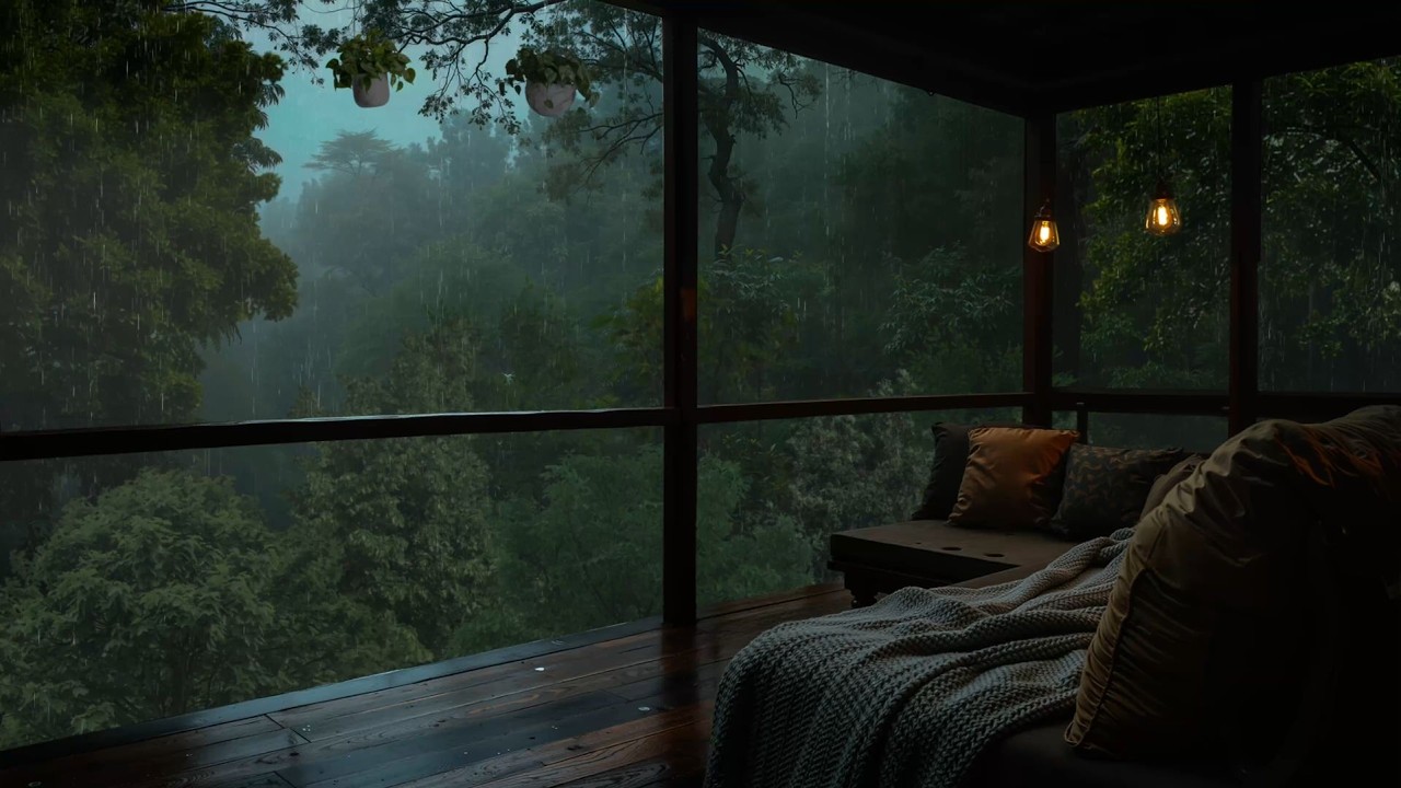 Tranquil Rainy Cabin Escape 🌧️ Fireplace & Nature Sounds for Sleep
