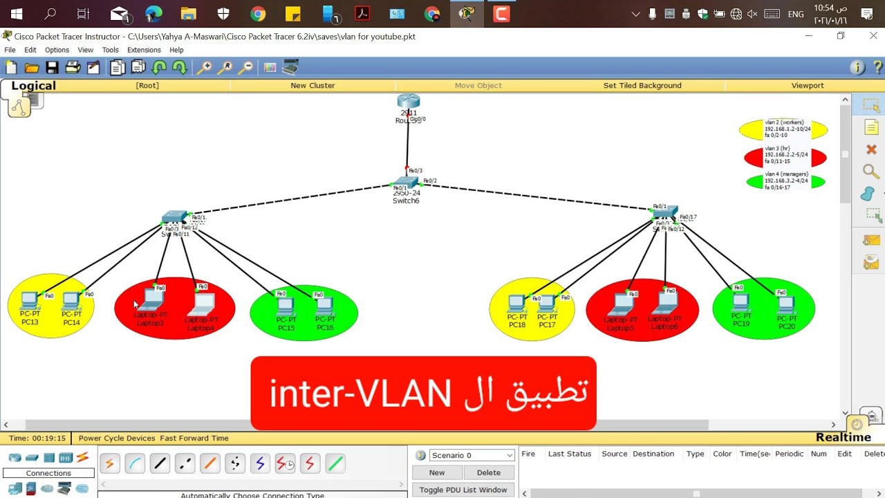 تطبيق ال inter-VLAN - معمل شبكات 1