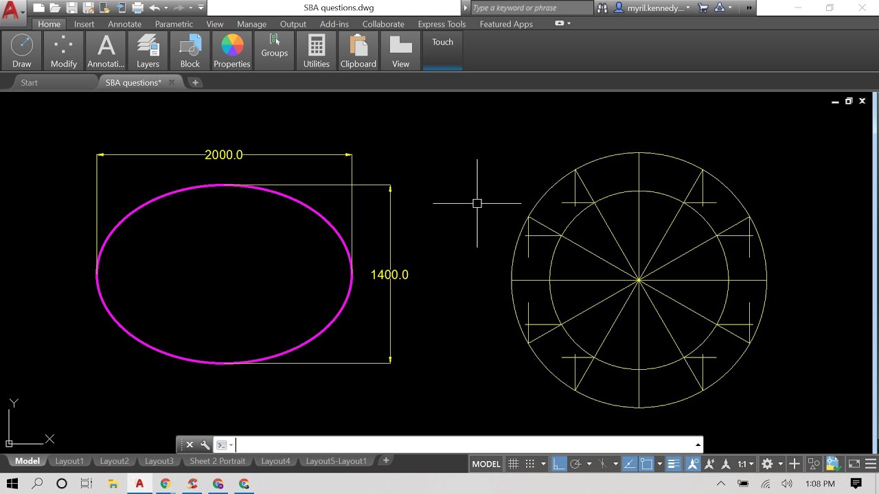 Учебное пособие по AutoCAD: Как нарисовать эллипс с помощью команды «Команда» и метода концентрич...