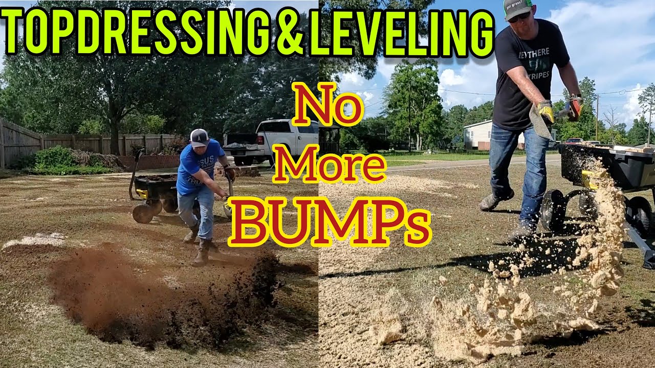 How To Top Dress and Level Your Lawn For a Flat Smooth Surface-Sand-Topsoil-Peat Moss