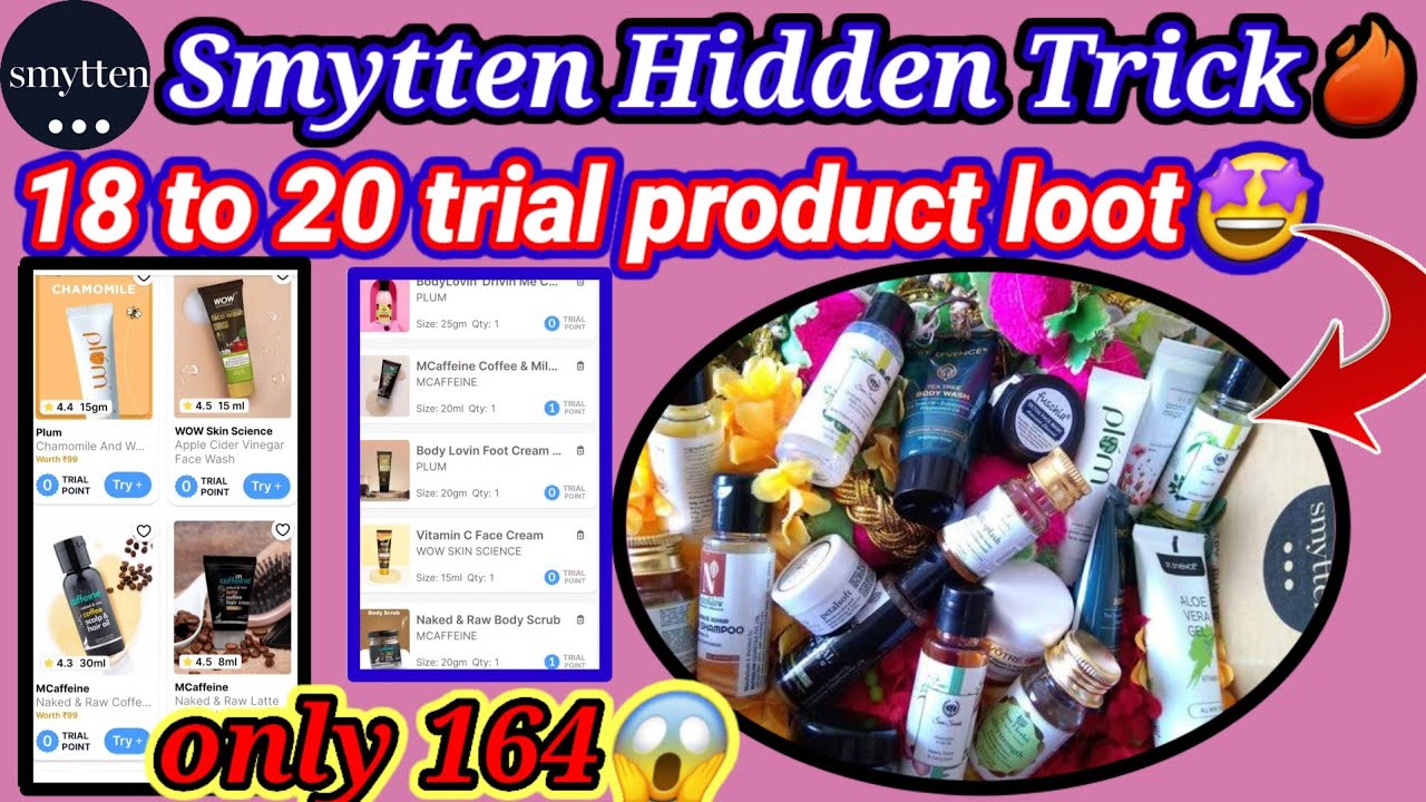 Smytten Hidden trick🔥18 to 20 trial product only 164😱 #smytten #virlevideo #lootoffer  #freesamples