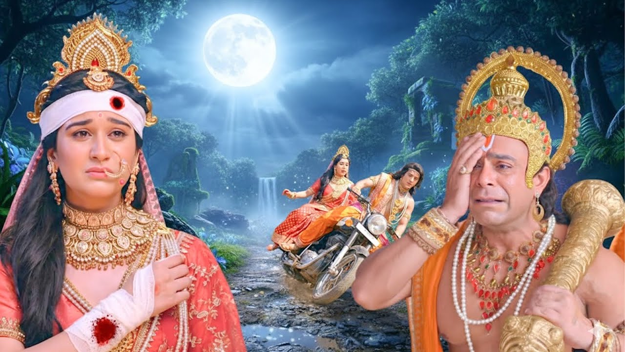 श्री राम और सीता माता मोटरसाइकिल से गिर गए | सीता माता को लगी गंभीर चोट | Shrimad Ramayan | 
