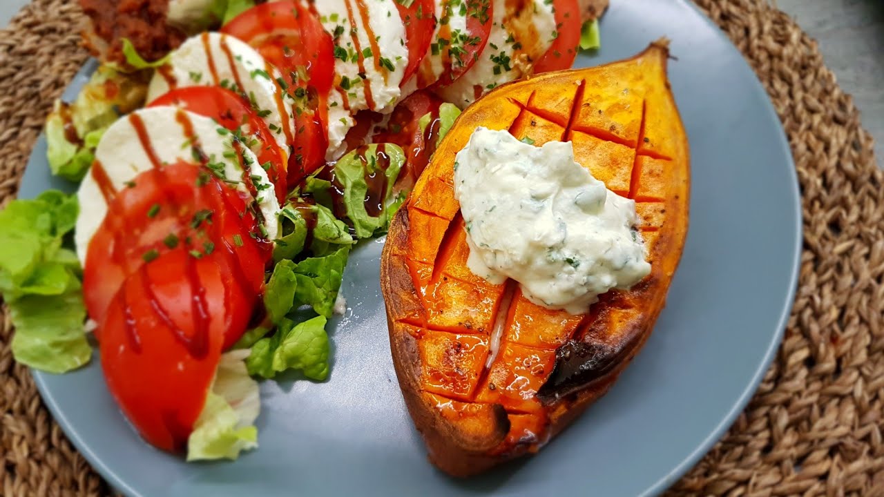 🥔Patate Douce Cuite au Four avec Crème Ail et Persil Recette Facile et Rapide