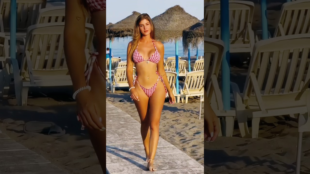 🌴 Pink Check Bikini Look – Summer Vibes On Point 💖🌊 
