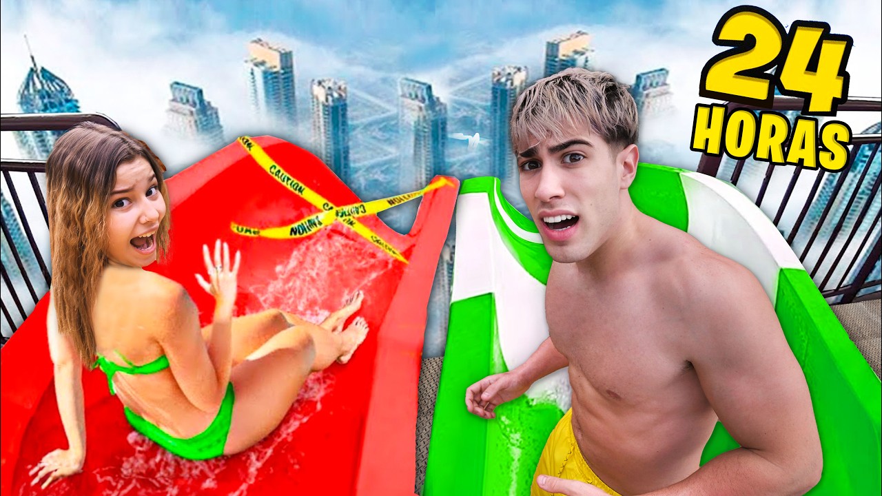 24 ЧАСА В АКВАПАРКЕ !!