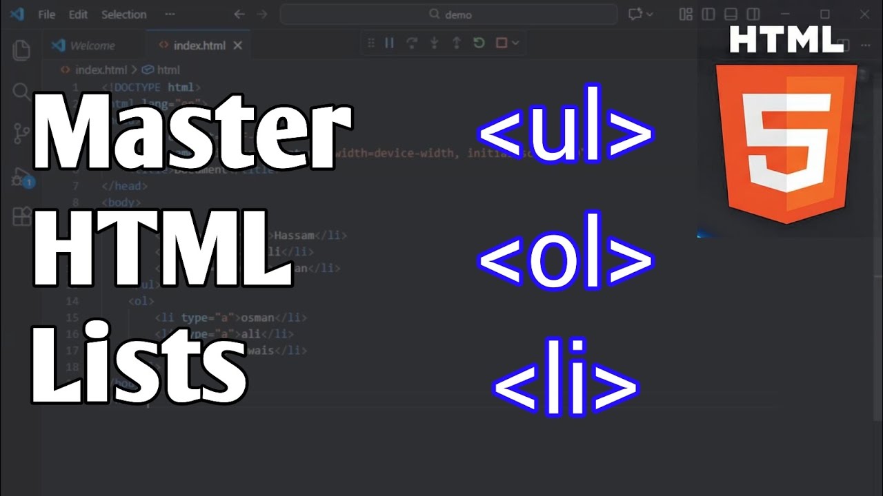 Master HTML Lists: UL, OL & LI Tags Explained for Beginners