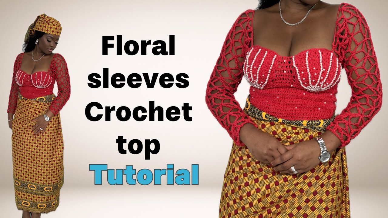 How to crochet a lace or floral sleeve top/ padded/ lace top/ floral pattern crochet/ breast pad top