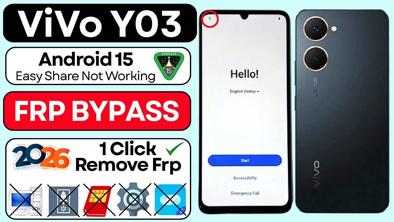 Vivo Y03 Android 15 Frp Bypass (Without Pc) Fix Easy Share Not Working | Google Account Unlock 2026