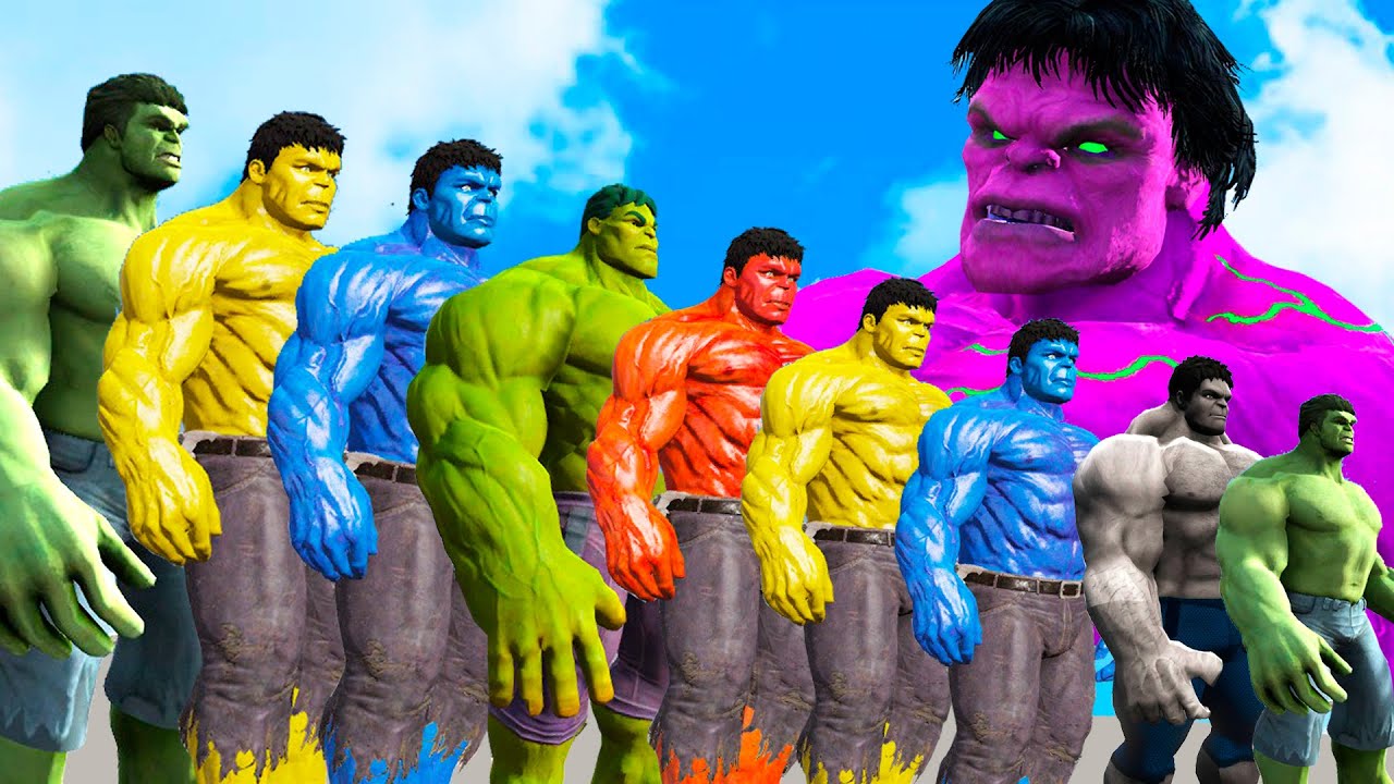 Hulk Smash! Team Hulk vs Violet Savage Hulk - Who is most strongest Hulk? (Red Hulk, Blue Hulk)