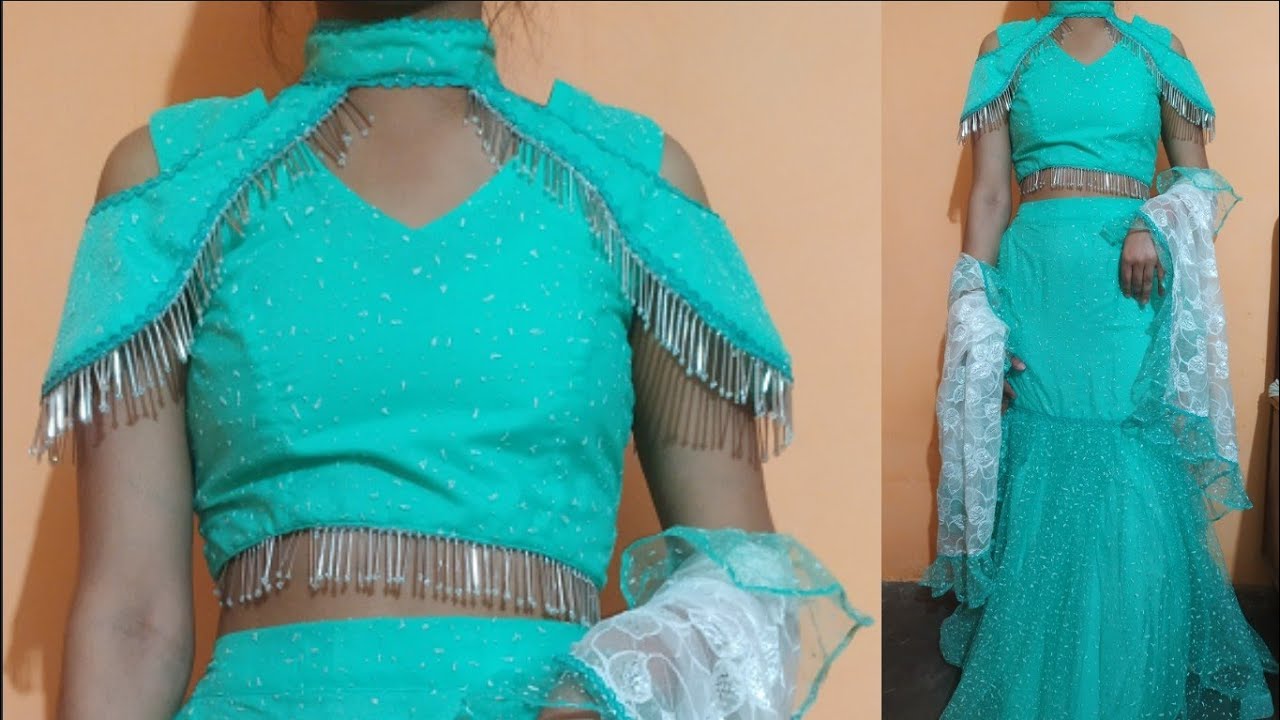 Beautiful fish cut lehenga blouse design cutting and stitching|| New model blouse design|| part-2