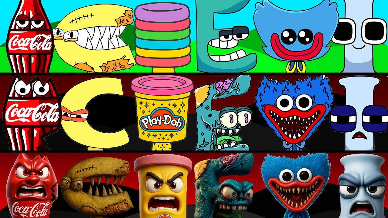 Incredibox Sprunki OC Phase 1 to Phase 3 Huggy Wuggy, YouTube Like, Coca Cola, Alphabet Lore