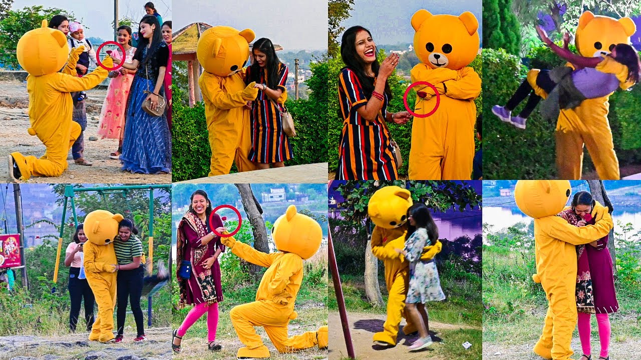 Rose Purposing Teddy Prank With Cute Girls | Romantic Moments Of Teddy Bear | Crazy Teddy | Deepsiya
