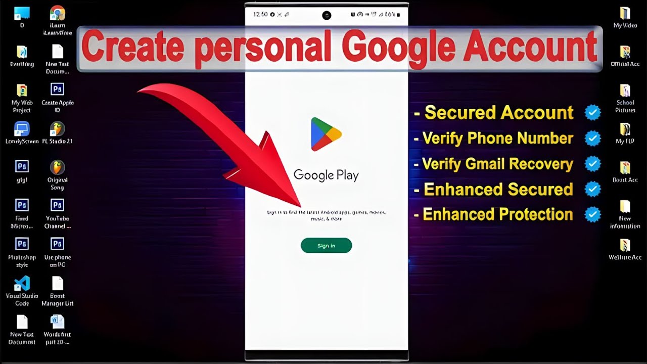 How to create Google Account and Secured on Smartphone Full Tutorials 2023, Create Personal Gmail