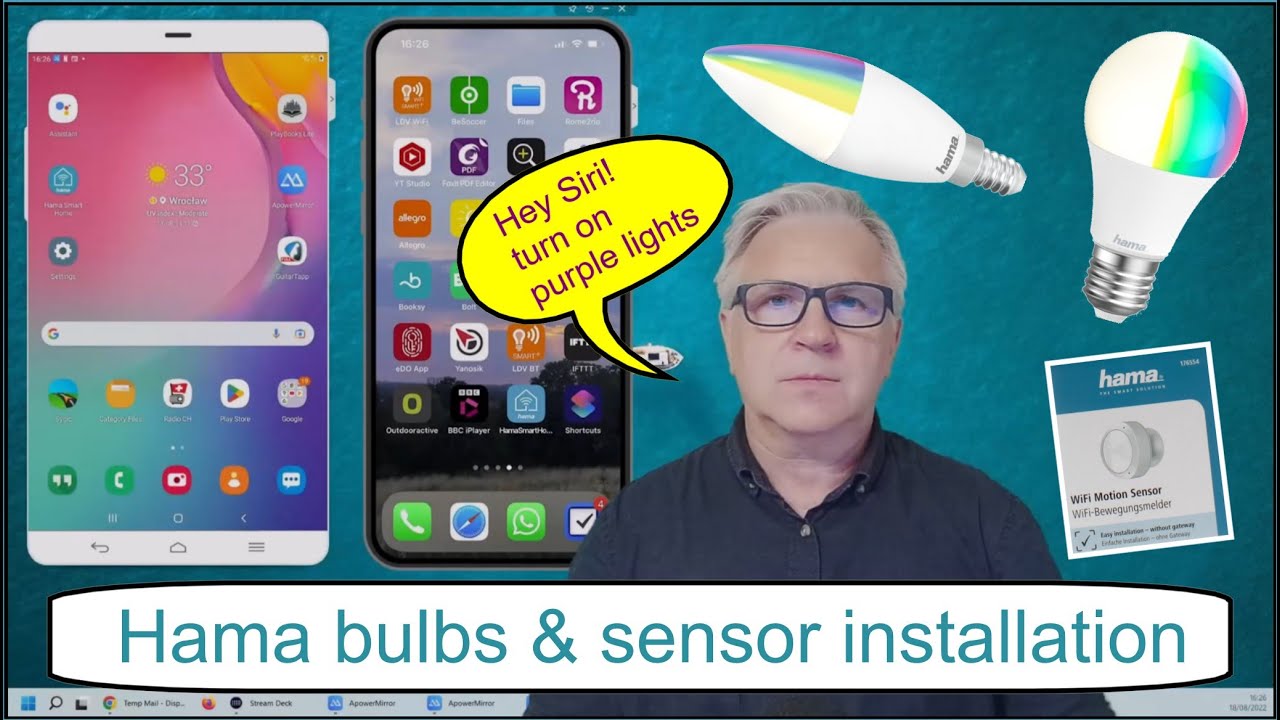 Как подключить лампочки Hama Smart Home к iPhone и Android с помощью голосовых команд и датчика д...