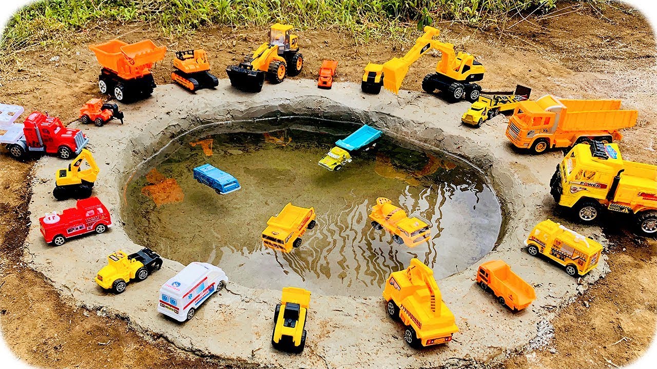 Carros de Construcción para Niños en el Agua - Construction Vehicles Toys for Kids
