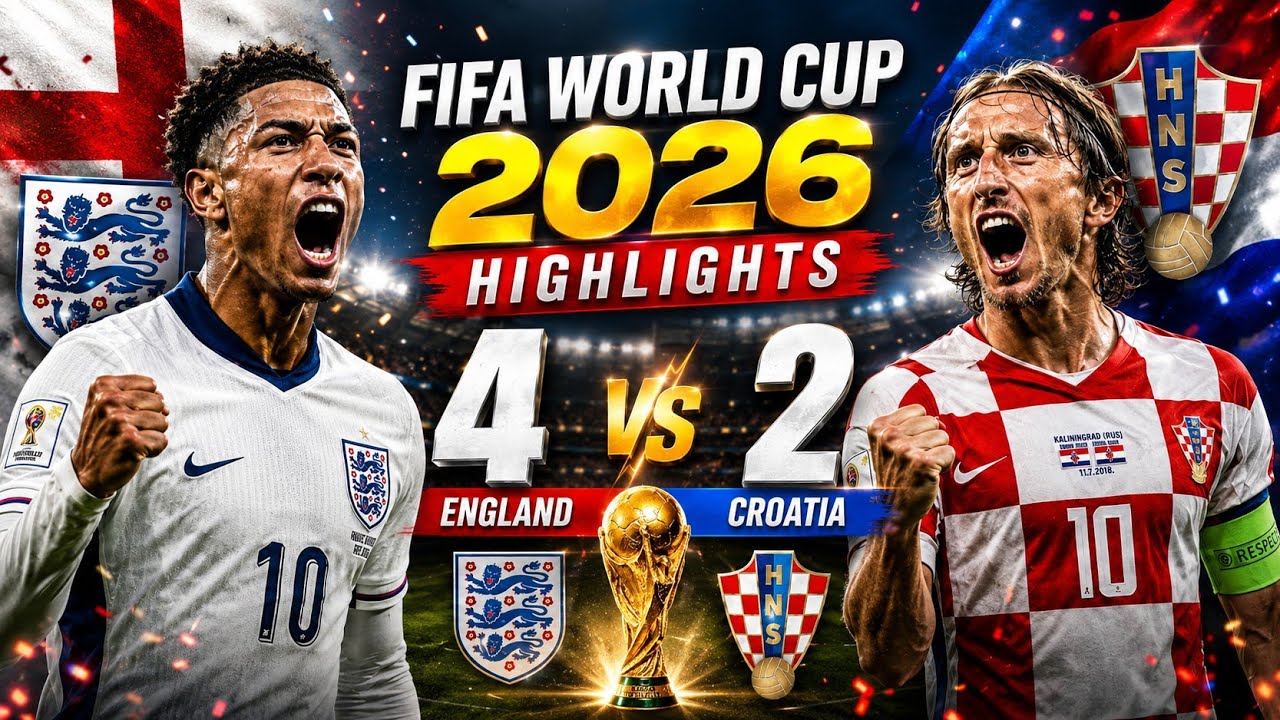 Англия &mdash; Хорватия 4:2: лучшие моменты и голы | Чемпионат мира по футболу FIFA 2026&trade; | Мощь Англии...