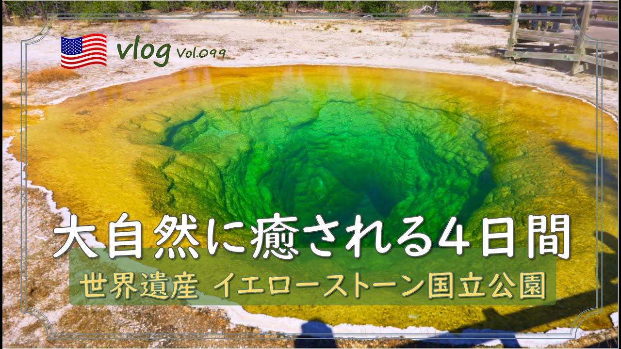【4K】癒しの絶景/世界遺産/イエローストーン国立公園/間欠泉,温泉巡り/バイソン,エルク,シマリス/Yellowstone National Park