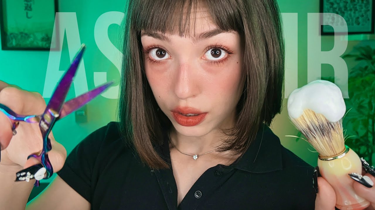 [ASMR] A FILHA DO BARBEIRO CORTA SEU CABELO ✂️
