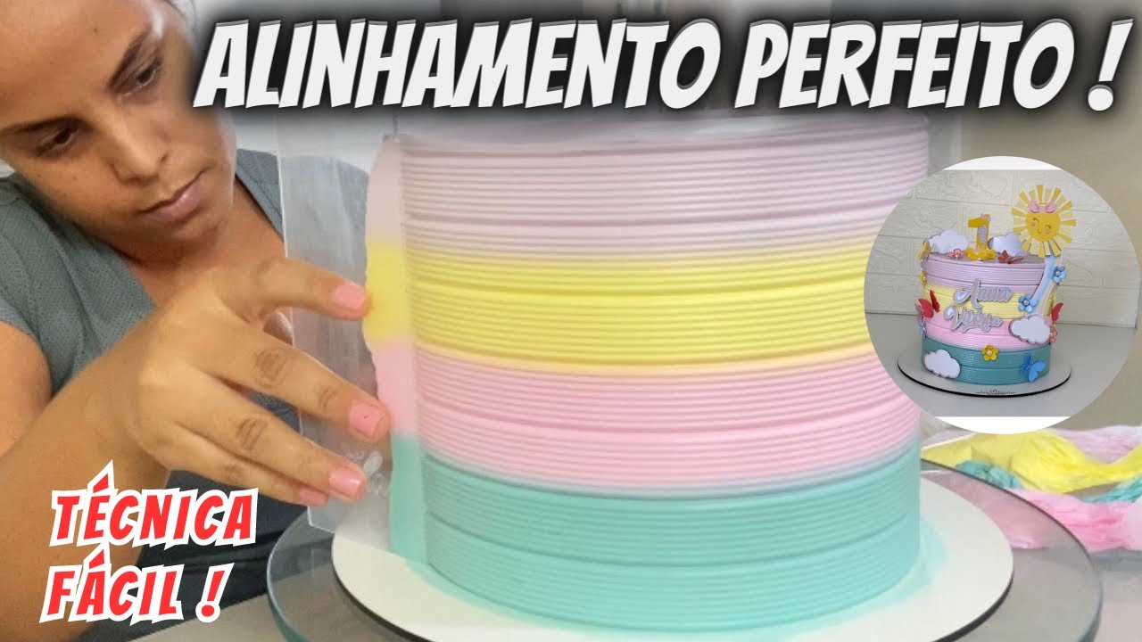 COMO DEIXAR O ALINHAMENTO DAS CORES PERFEITAS NO BOLO DE CHANTININHO ( bolo arco-íris )🌈