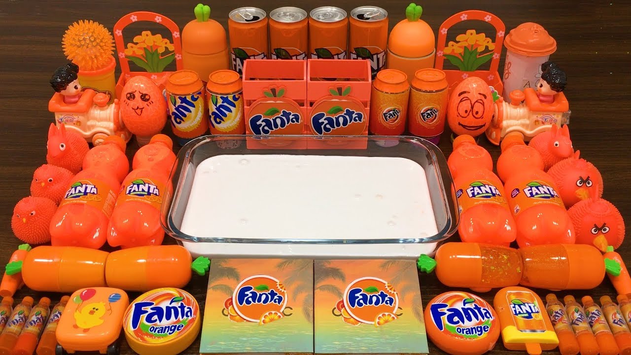 Series ORANGE FANTA Slime ! Mixing Random Things into GLOSSY Slime | Satisfying Slime Videos #639