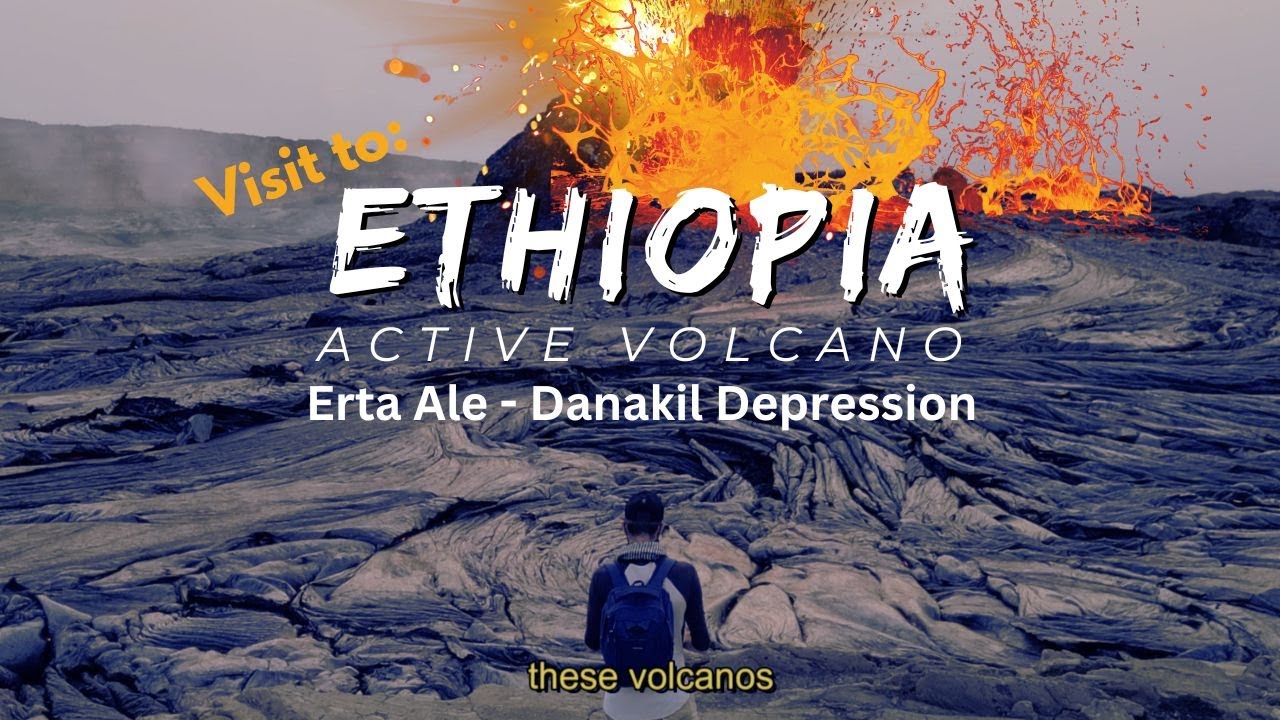 Ethiopian Volcano, 🌋 Erta Ale at Danakil Depression Afar desert. Active volcano