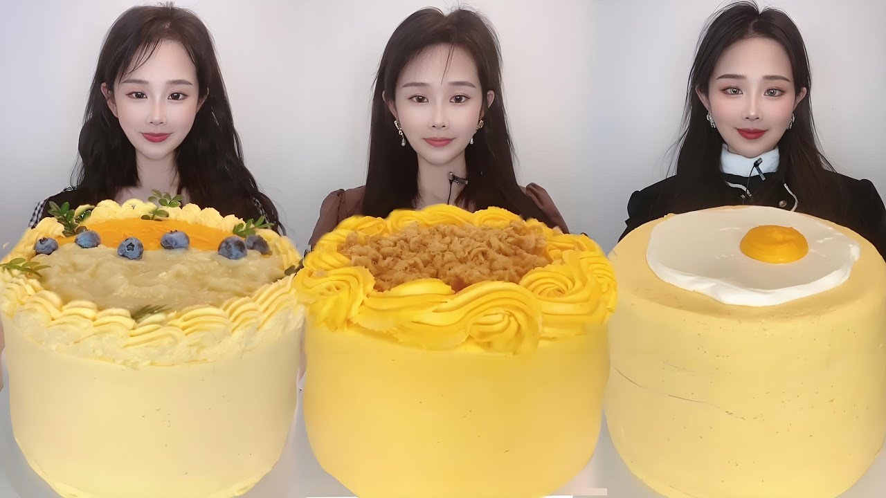 Asmr🍰Eating Yellow Cream Cake🍰 (Soft And Waxy Sound) 크림丨먹방丨Mukbang丨Satisfying丨Eatingsh