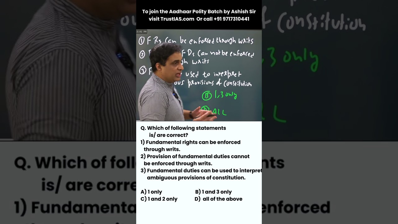 Indian Polity MCQ  I Ashish sir  I UPSC CSE  I Trust IAS