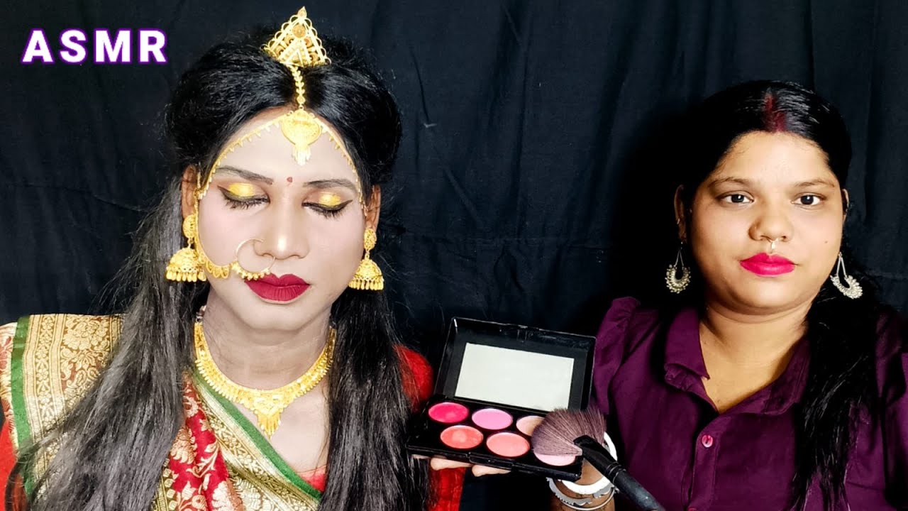 ASMR~ Doing My Sweet Brother Traditional Indian Classical Dancing Makeup (Tingle's) @asmrsangi7044
