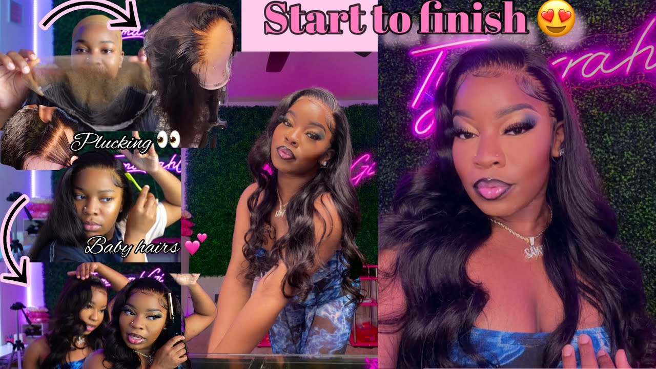 START TO FINISH WIG INSTALL😍 *Detailed plucking *| 13x4 24inch HD Straight unit Ft. Julia Hair💕