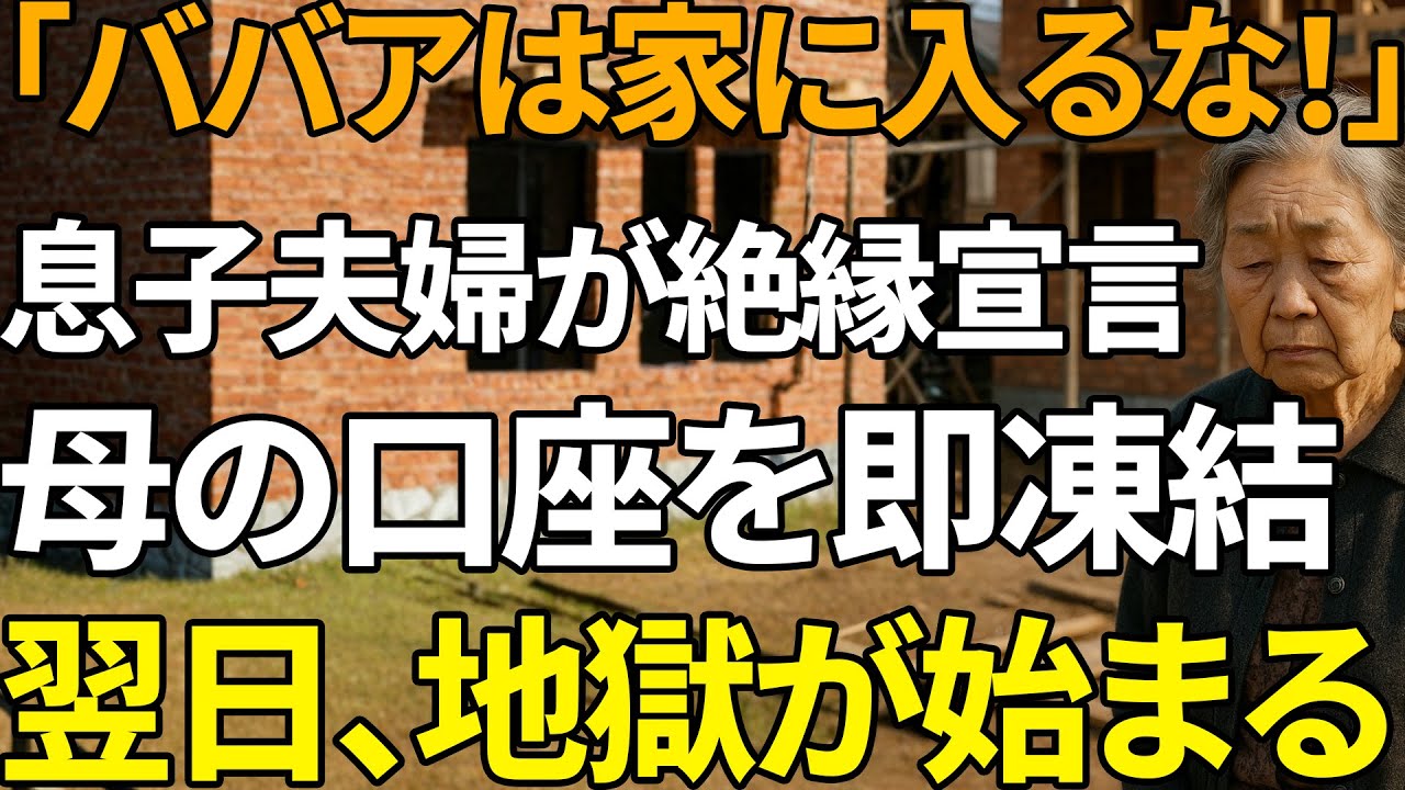 「老害は敷地に入るな！」新築費2700万円を援助した母に絶縁を告げた息子夫婦。その夜、母は生活費口座を凍結し…翌朝、2人の顔が真っ青に【シニアライフ】【60代以上の方へ】