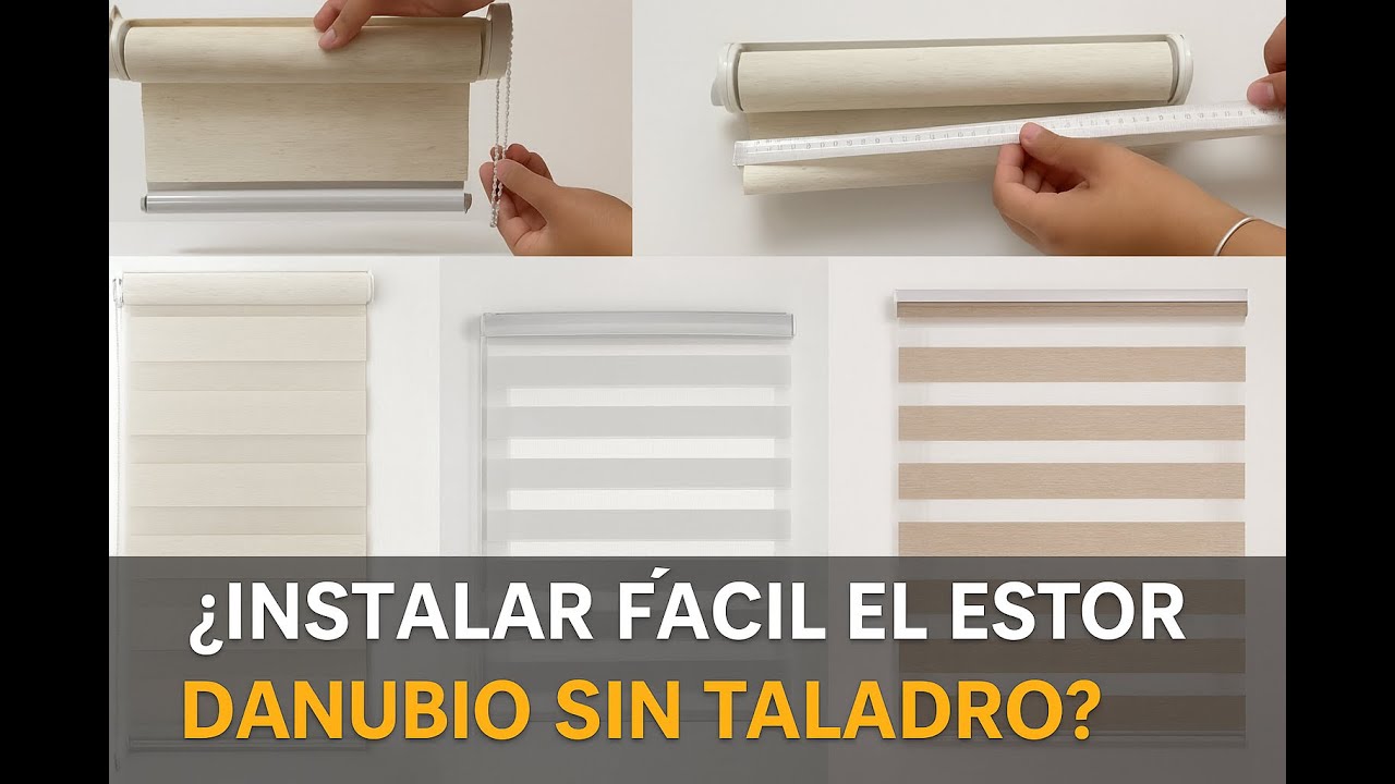 Estor enrollable noche y dia sin taldrar Danubio con ganchos regulables