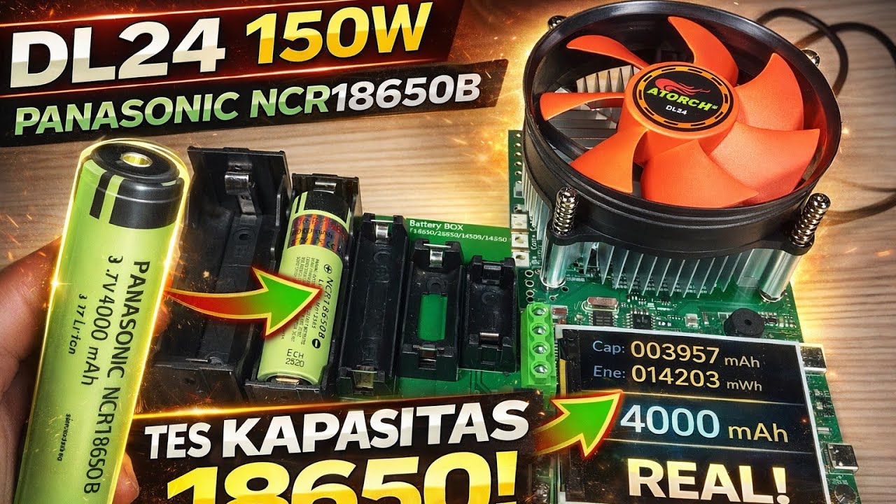 DL24 150W GILA! 🔥 Tes Kapasitas Panasonic NCR18650B 4000 mAh