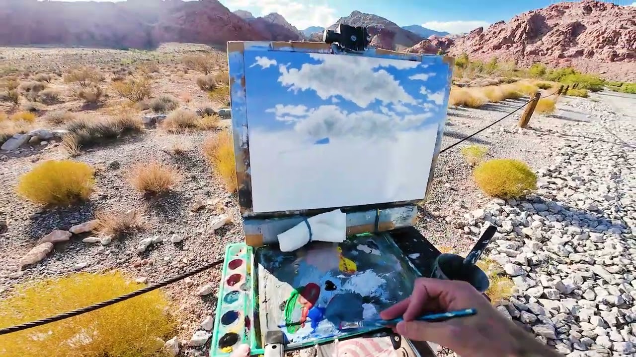 Plein Air Painting | Clouds over Calico Basin | Red Rock Canyon, Nevada