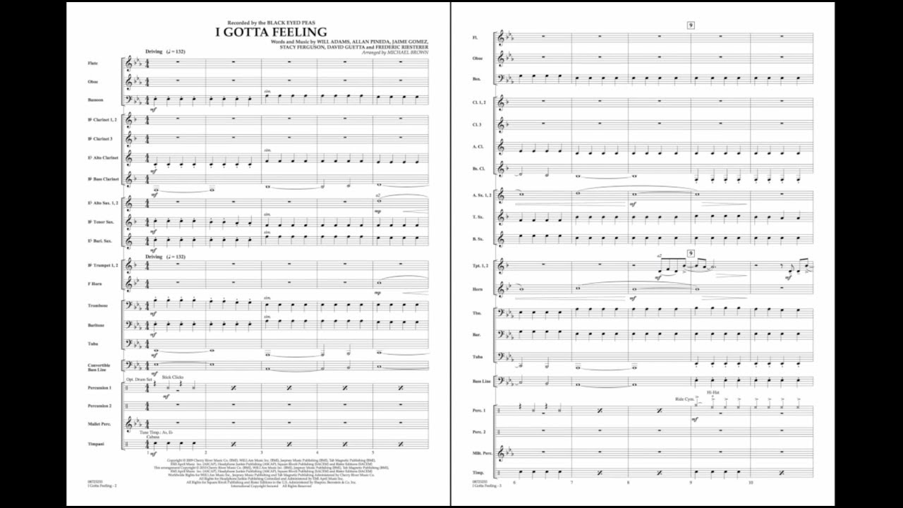 I Gotta Feeling arranged by Michael Brown