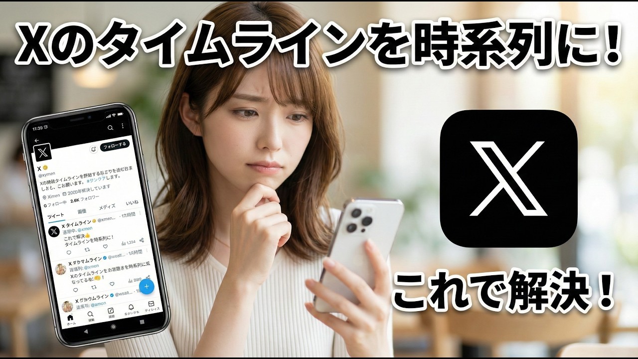 Xでフォロー中のタイムラインが時系列順に出なった時に時系列順で表示する方法