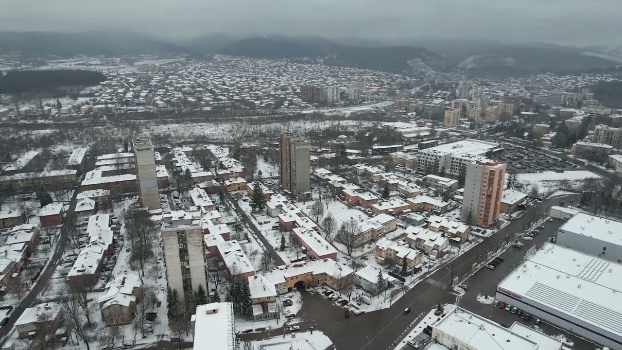 Drone flight Pernik winter