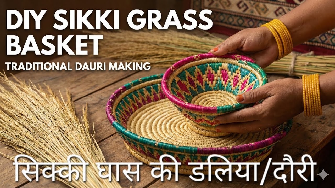 सिक्की घास की सुंदर डलिया/दौरी कैसे बनाएं |  Ancient Sikki Grass Craft from Bihar