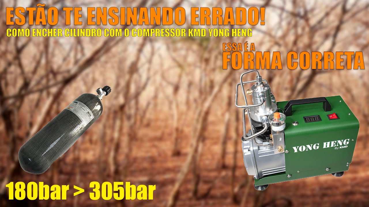 COMO ENCHER CILINDRO 300BAR COM COMPRESSOR KMD YONG HENG