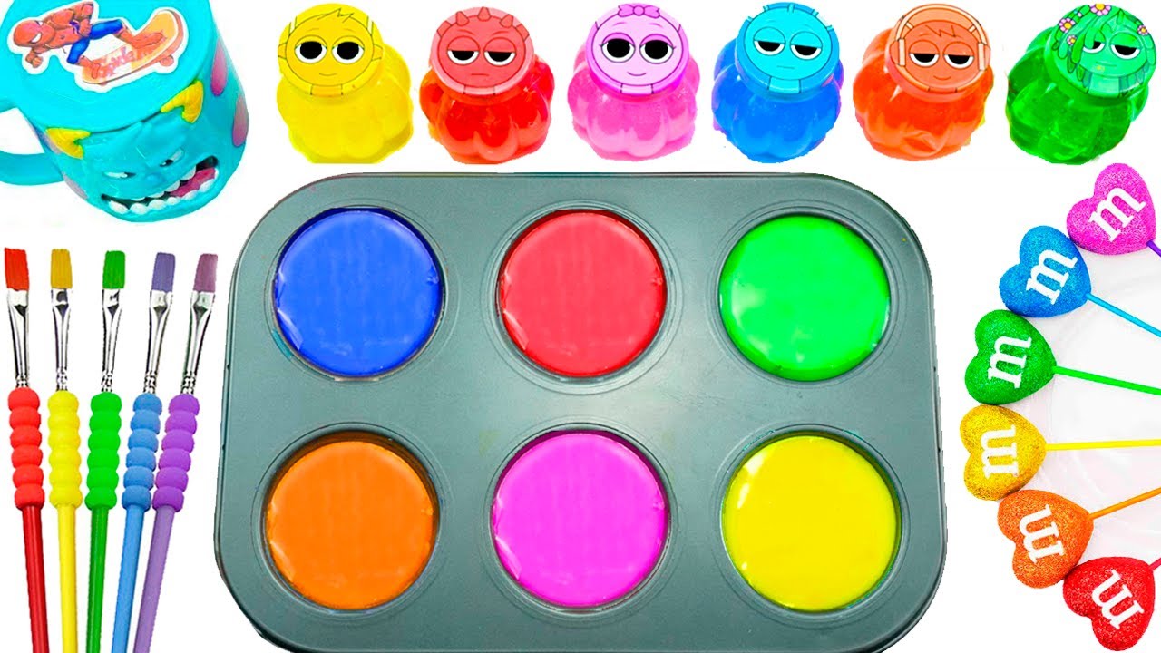Satisfying Video l DIY How To Make Rainbow GIANT Paint Puddles Form Mixing Sprunki Color ASMR
