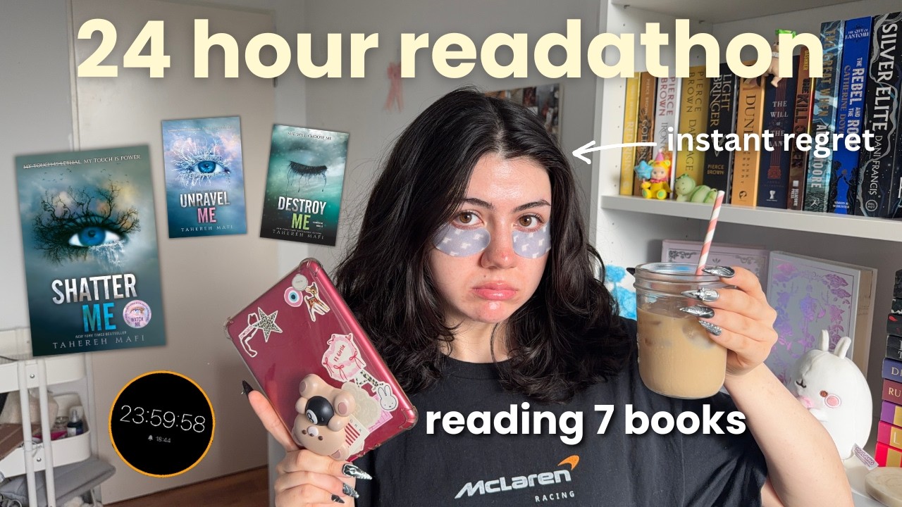 24 HOUR READATHON | starting the 'shatter me' series, reading 7 books and crashing out !!