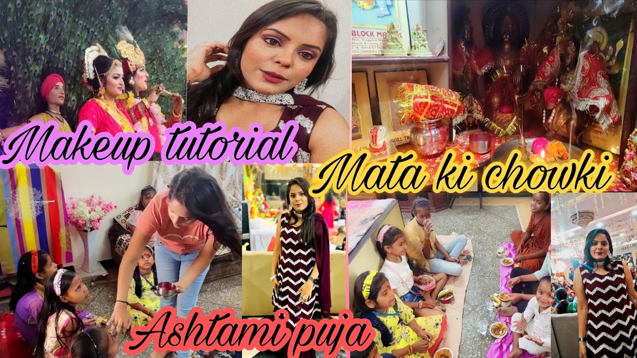 ASHTAMI DAY🙏||MAKEUP TUTORIAL💜❤️||MATA KI CHOWKI 😇🕉️||SHINU JINDAL