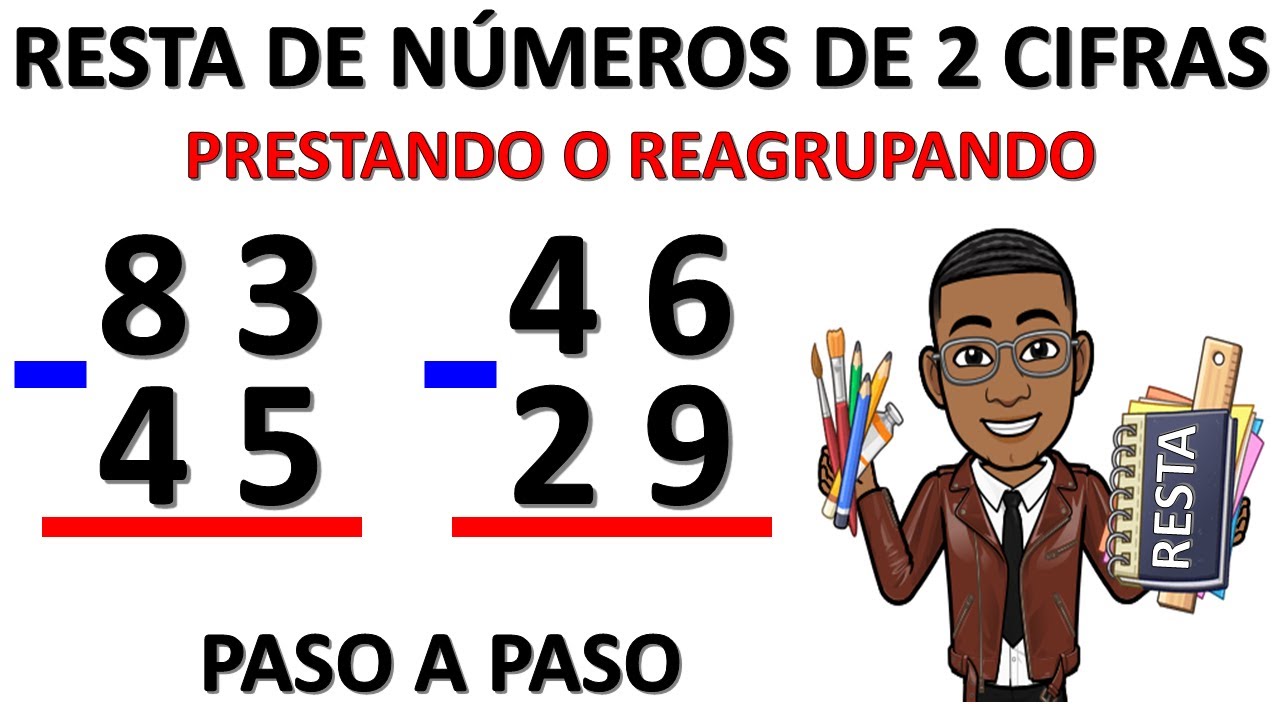 RESTA DE NUMEROS DE DOS (2) CIFRAS PRESTANDO PARA NIÑOS DE PRIMARIA