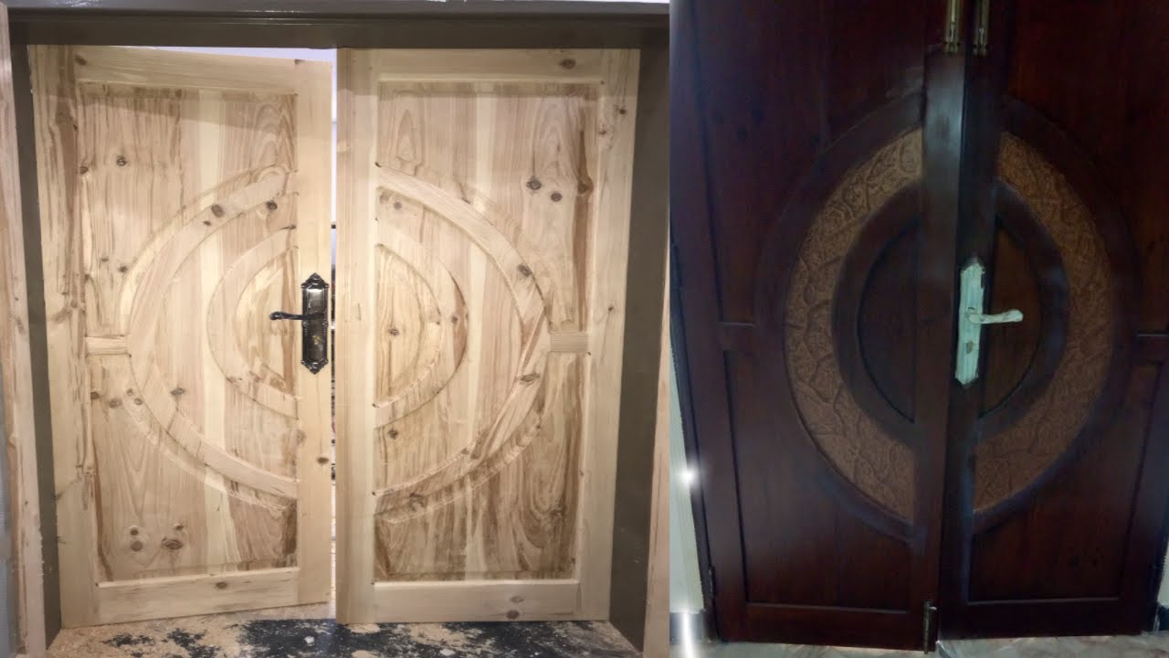 House Wooden Double Door installation Complete process,,Door fitting’’Door lock fitting technique