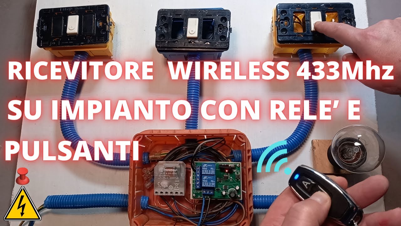 Ricevitore wireless 433 Mhz abbinato a rele' Finder 26.01 e pulsanti