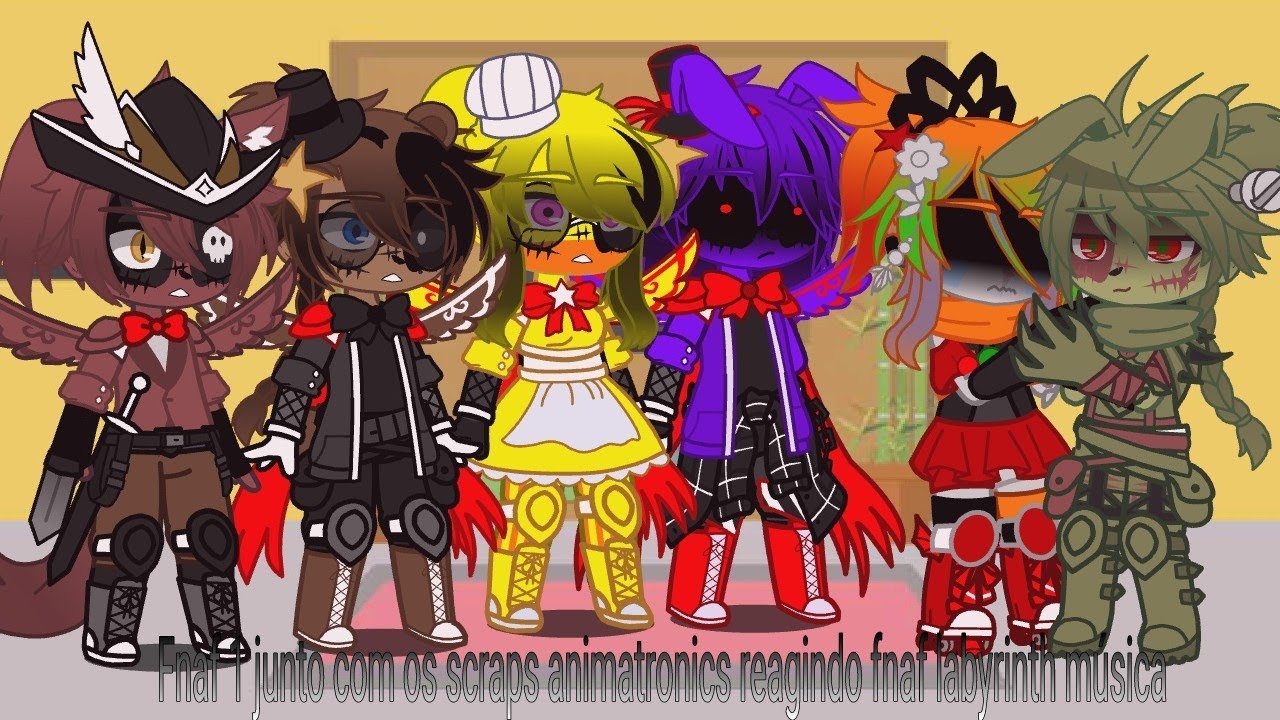 Fnaf 1 e scraps animatronics reagindo labyrinth fnaf song