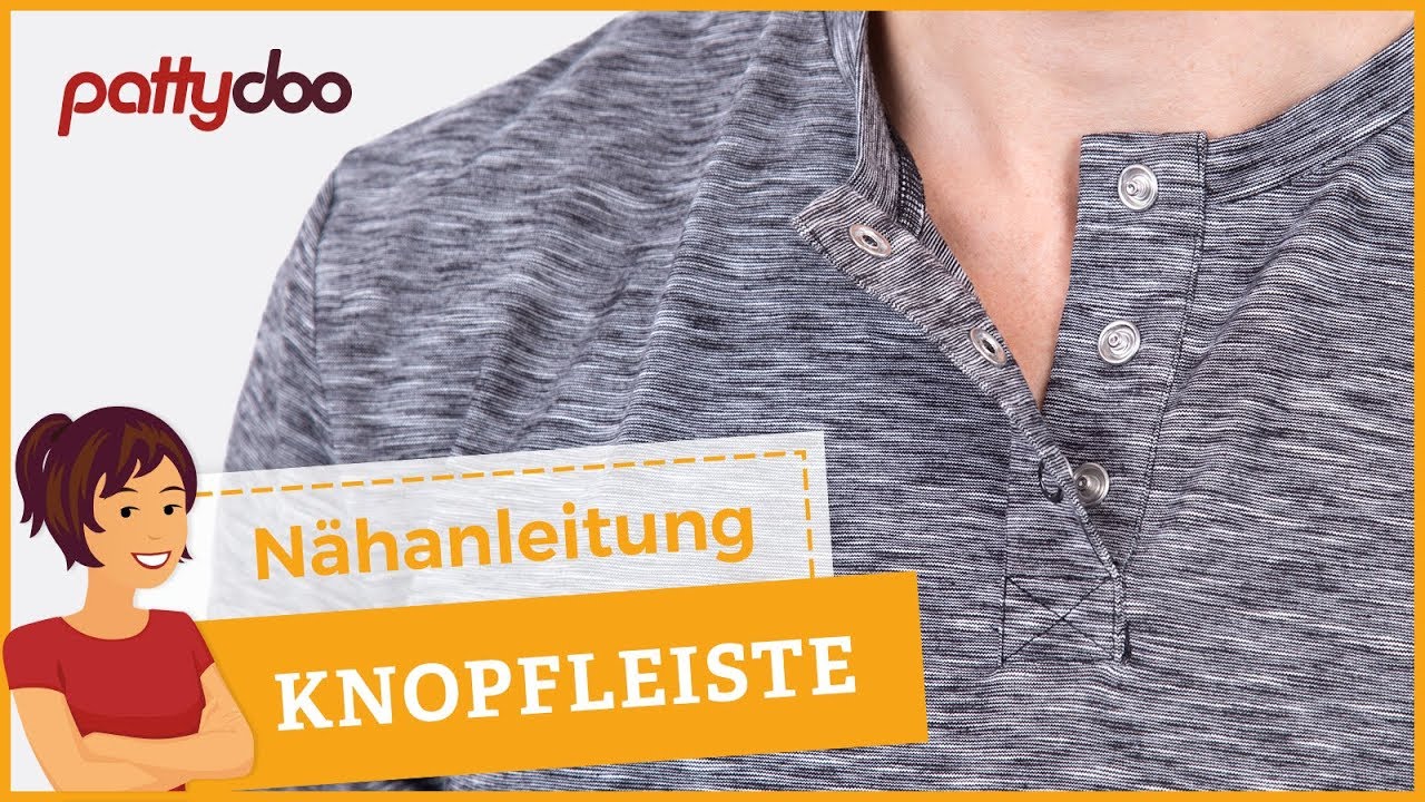 Poloverschluss bzw. Knopfleiste in ein T-Shirt nähen - Schritt für Schritt Tutorial