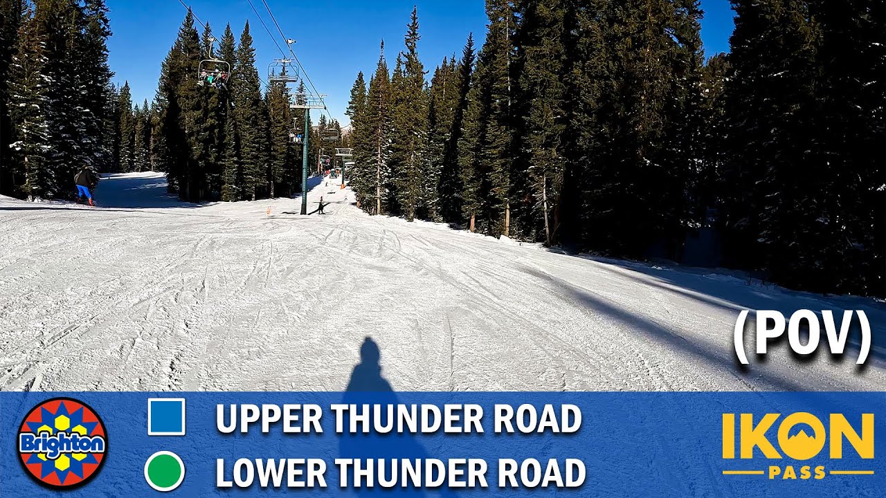 USA | Brighton Ski Resort in Utah | Snowboarding on Upper & Lower Thunder Road (Blue and Green) POV
